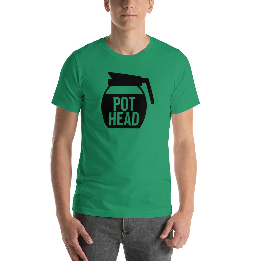 "Durable 'Pot Head' t-shirt with pre-shrunk cotton fabric."