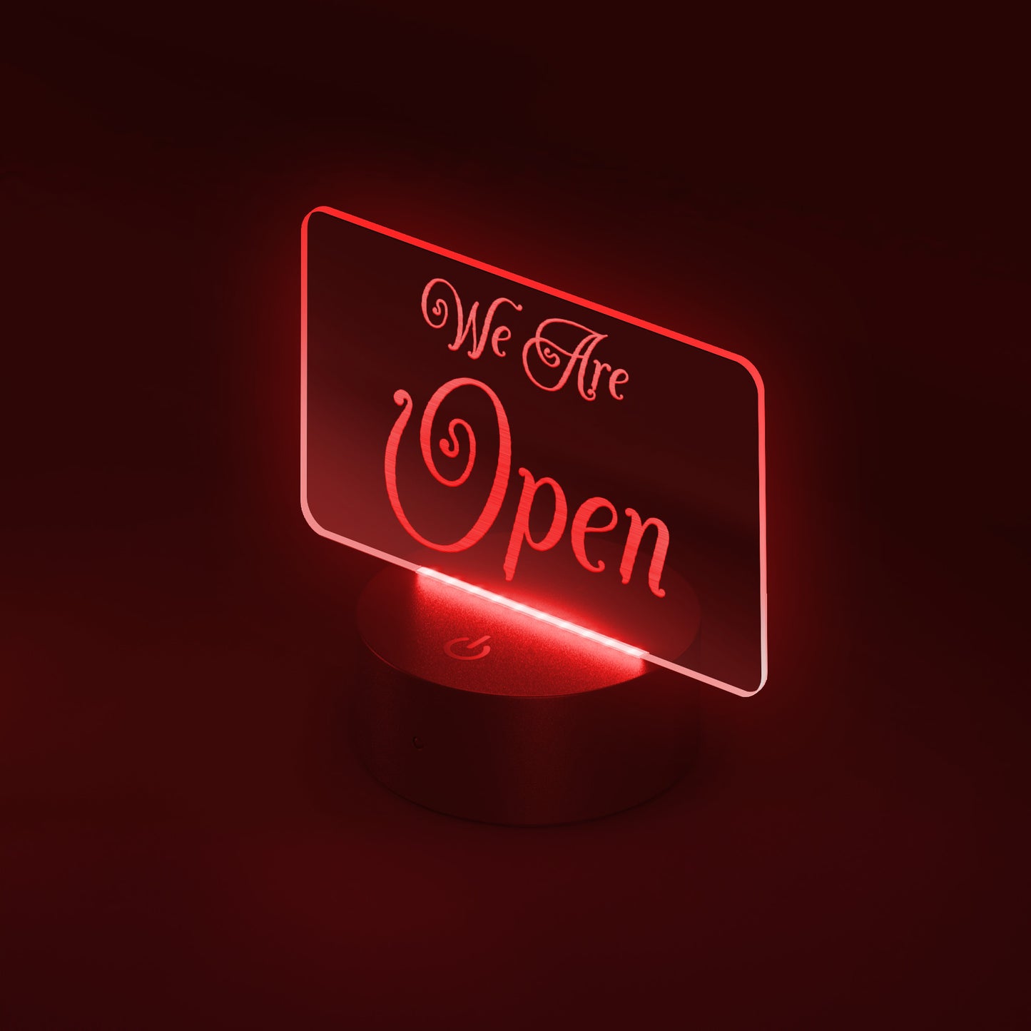 Battery-operated open sign with USB power cord
