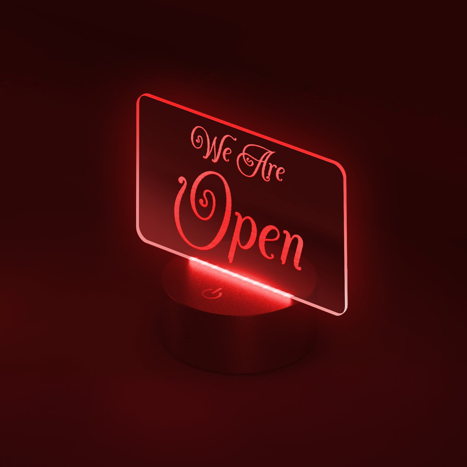 Battery-operated open sign with USB power cord
