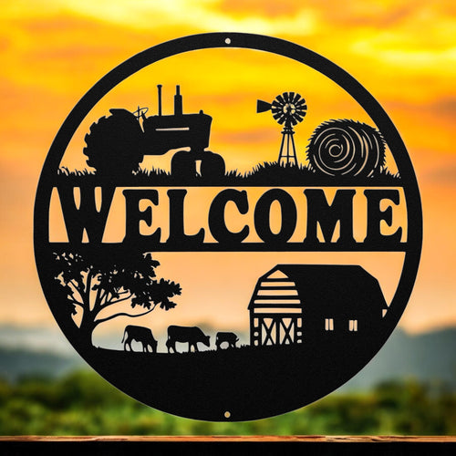 Welcome Metal Farm Sign