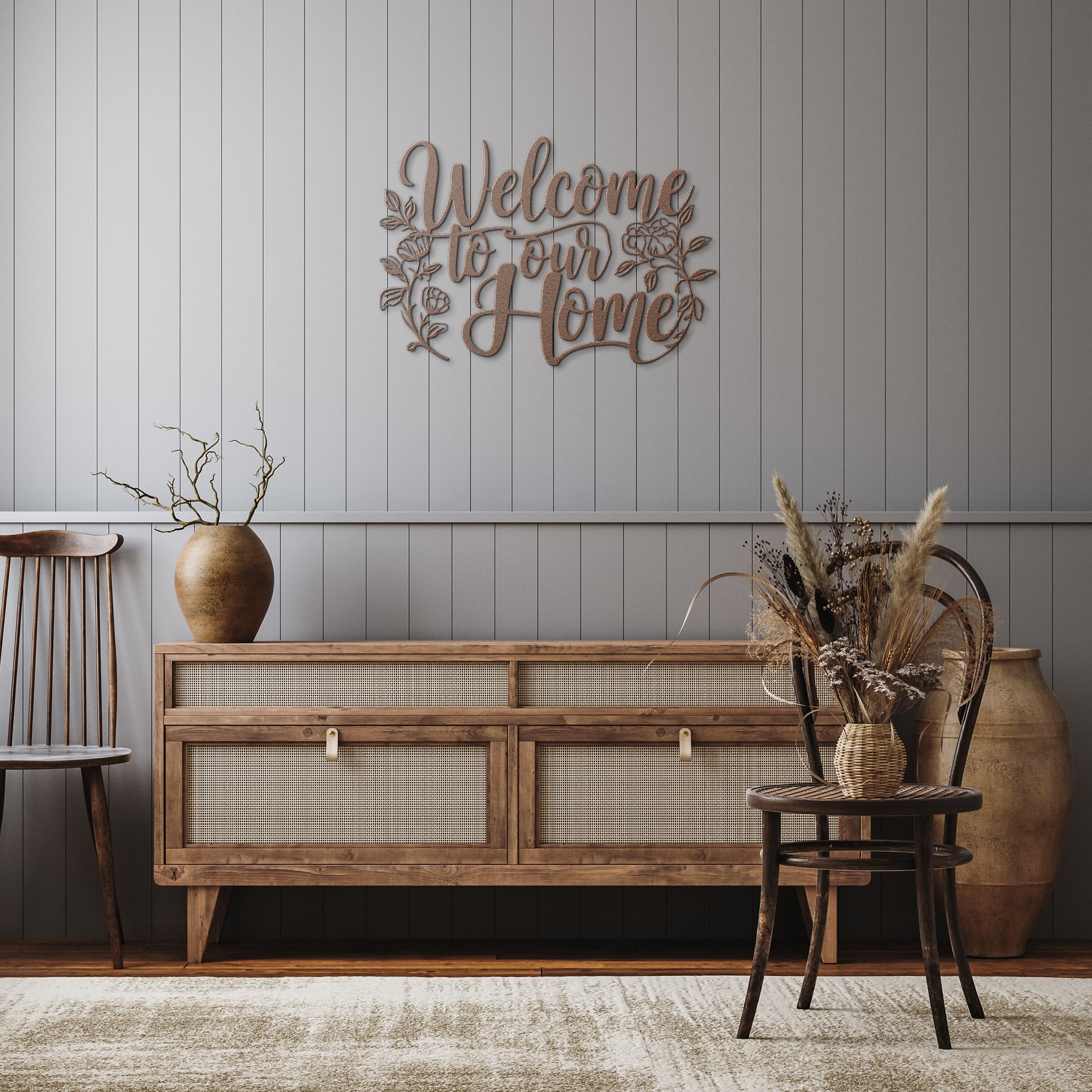 Indoor or outdoor metal welcome sign for porches and walls
