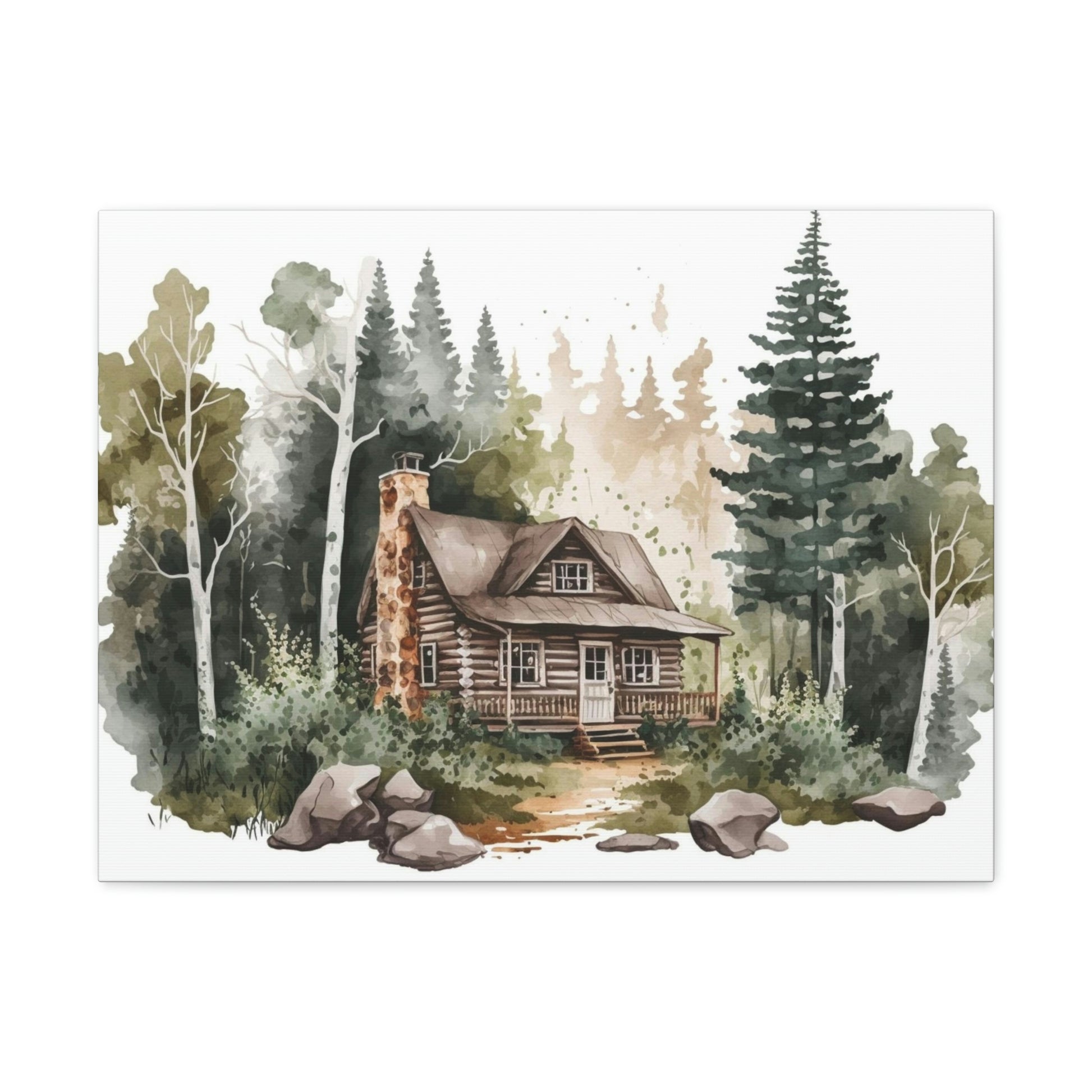 "Cabin In The Woods Watercolor" Wall Art - Weave Got Gifts - Unique Gifts You Won’t Find Anywhere Else!