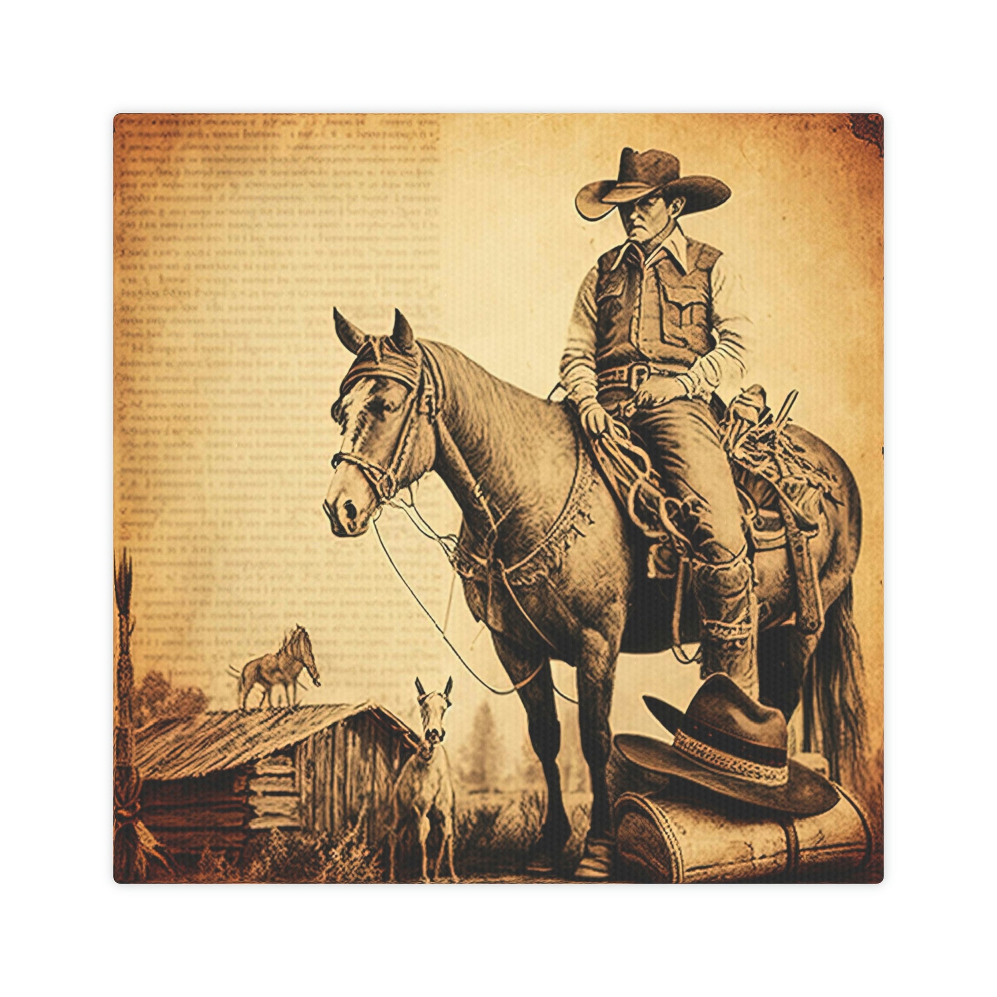 "Western Cowboy On Horse" Rustic Canvas Wall Art - Weave Got Gifts - Unique Gifts You Won’t Find Anywhere Else!