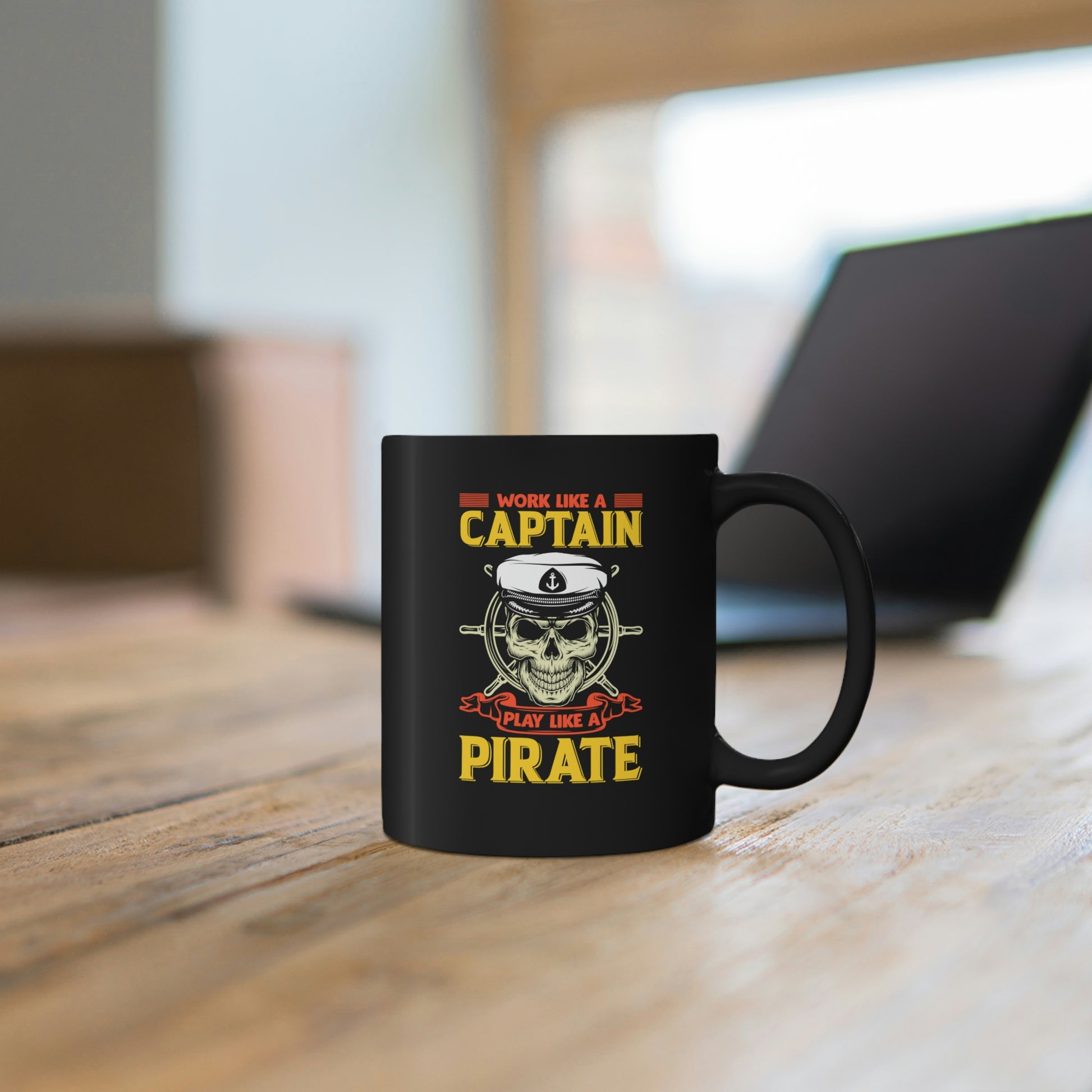 Work hard, play hard pirate coffee mug
