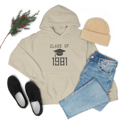 "Connect with fellow graduates in the stylish 'Class Of 1981' hoodie."