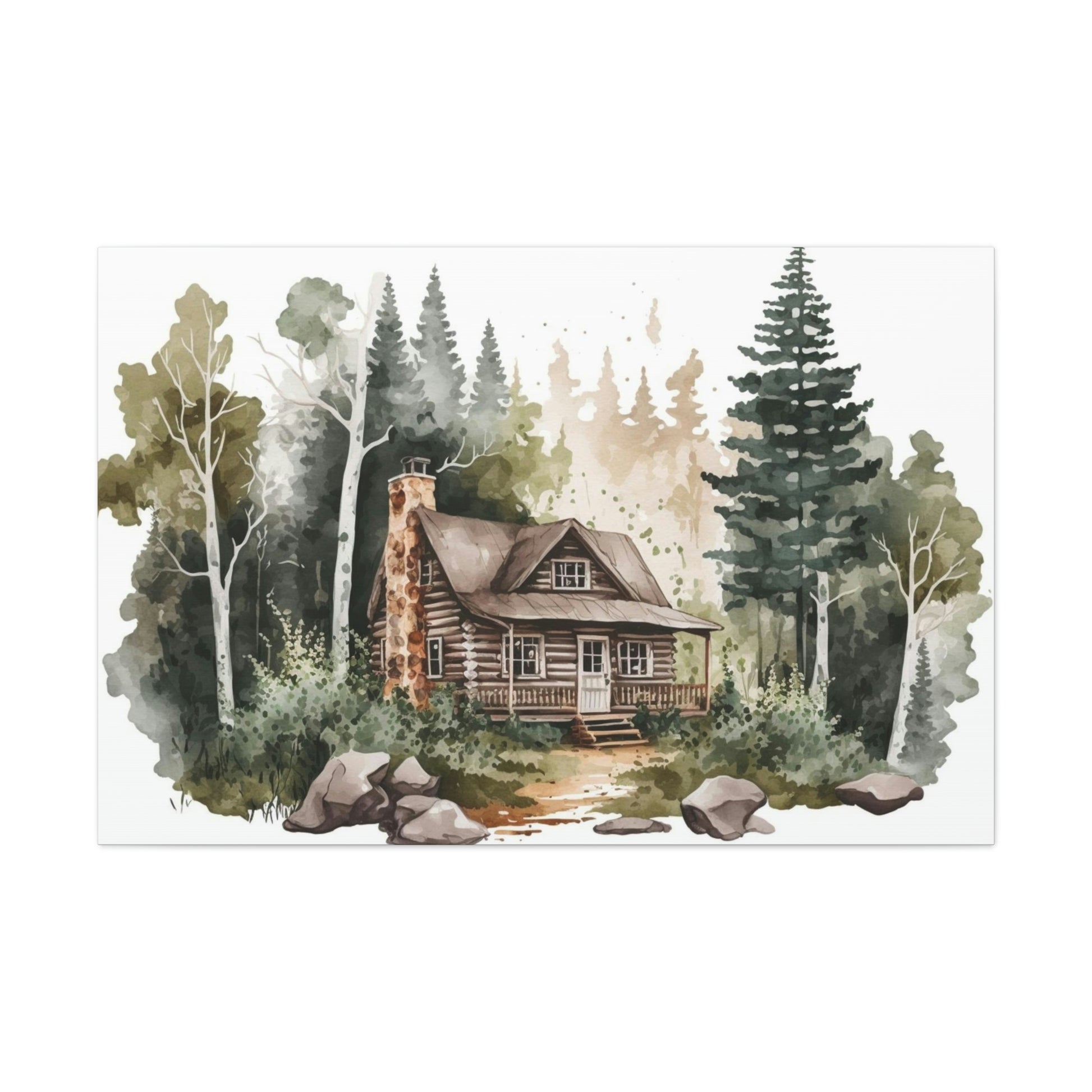 "Cabin In The Woods Watercolor" Wall Art - Weave Got Gifts - Unique Gifts You Won’t Find Anywhere Else!