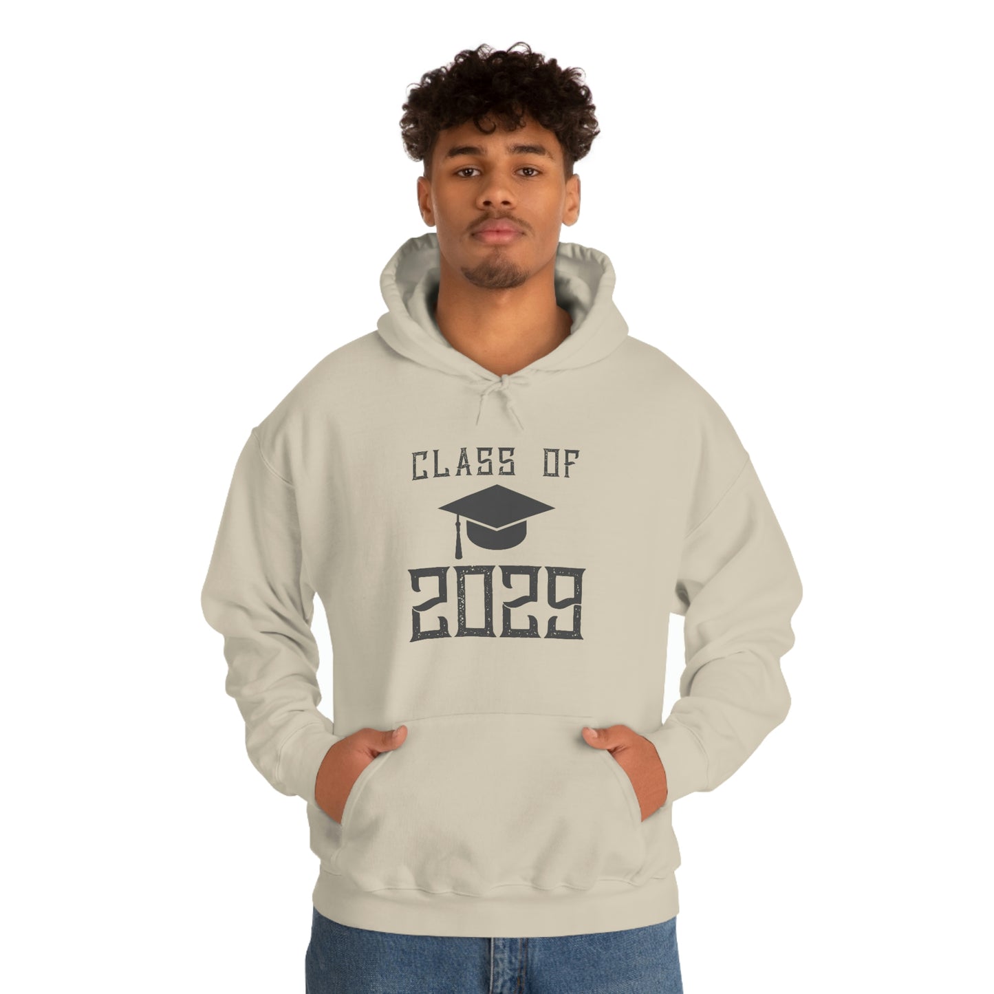 Class of 2029 hoodie with double-lined hood and pouch pocket
