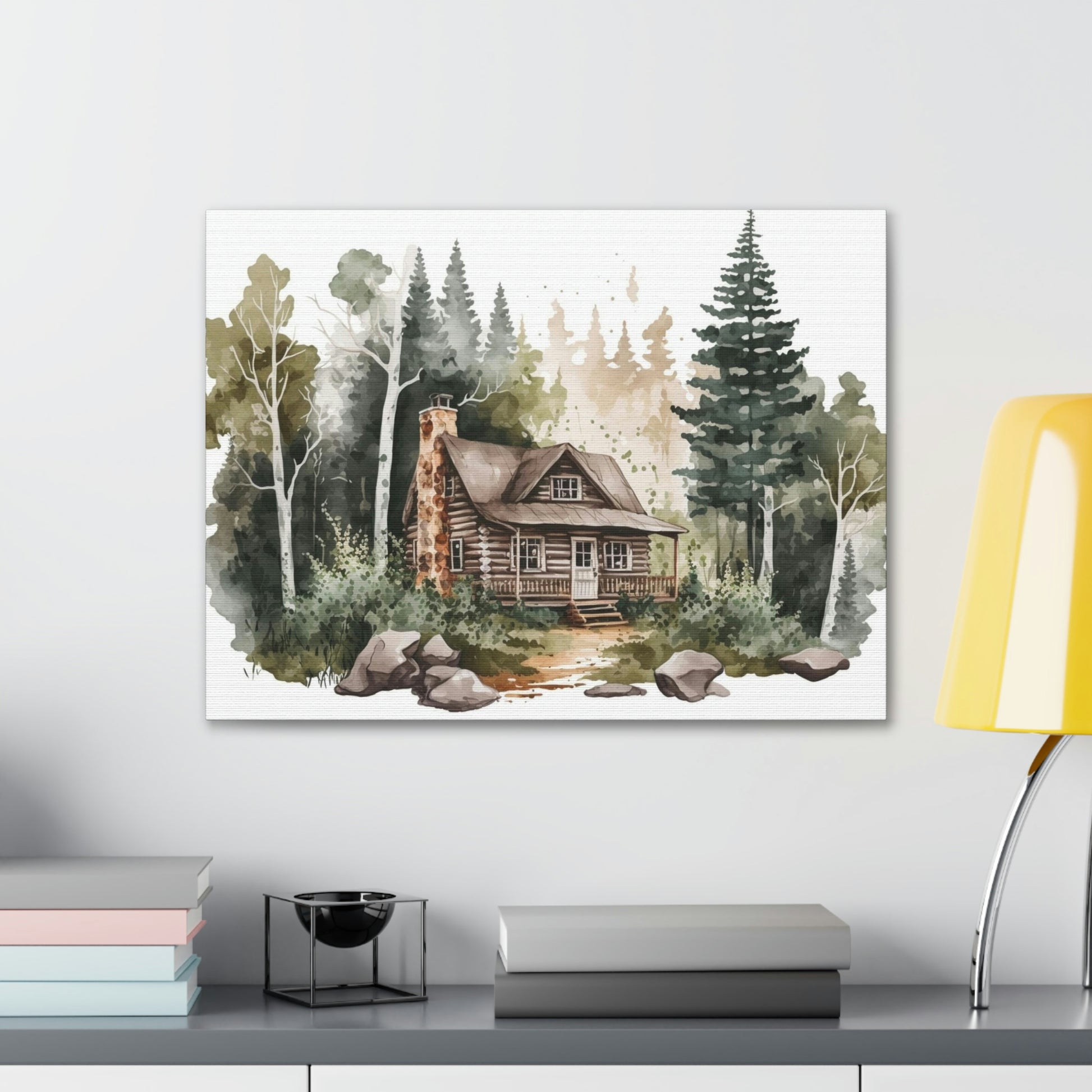 "Cabin In The Woods Watercolor" Wall Art - Weave Got Gifts - Unique Gifts You Won’t Find Anywhere Else!