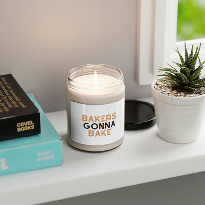 Bakers Gonna Bake candle in glass jar, perfect for kitchen decor
