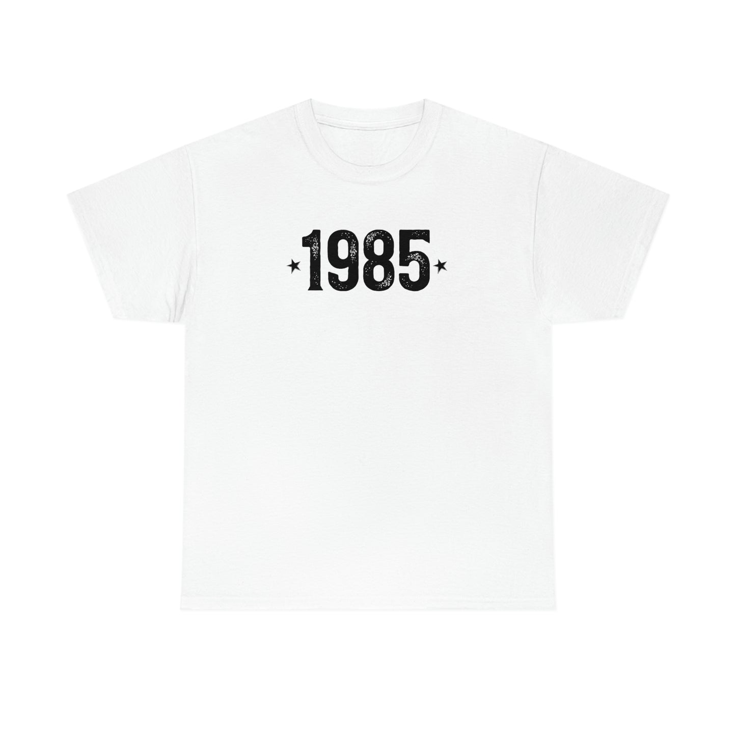 1985 year celebration tee with shoulder tape for improved durability