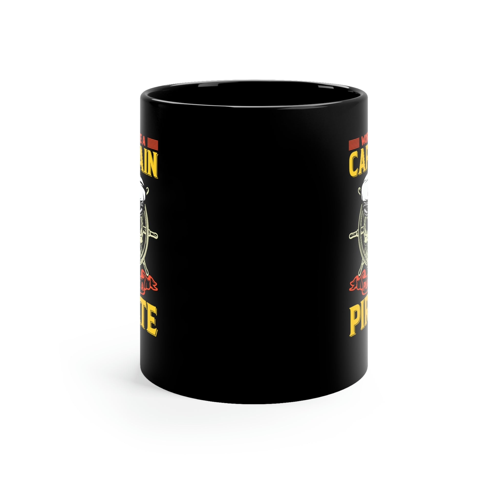 Angry skull pirate mug with motivational text
