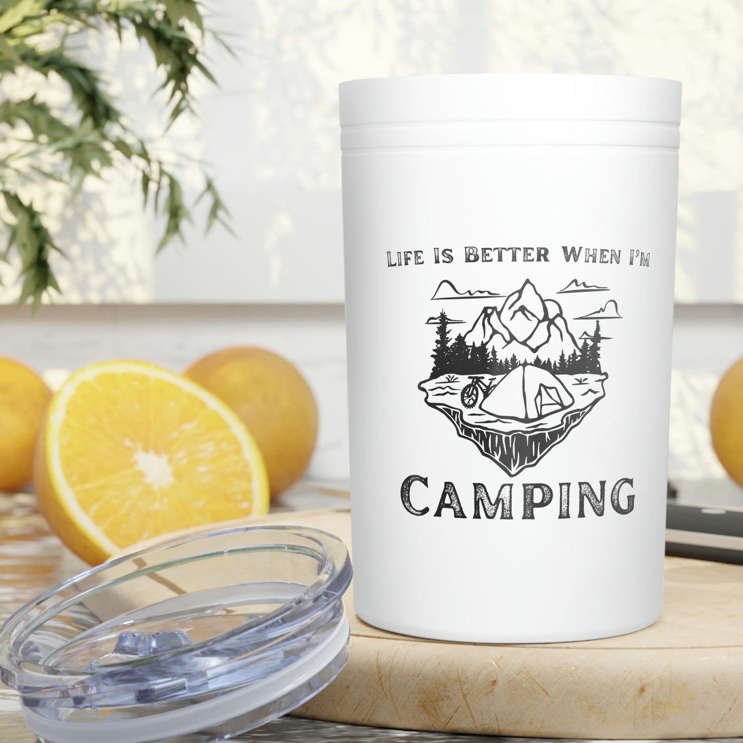 Mountain camping scene tumbler
