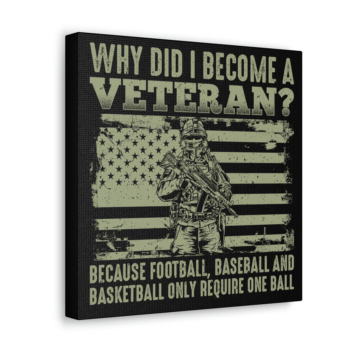 Inspirational military canvas for veteran-themed room decor
