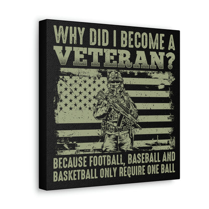 Inspirational military canvas for veteran-themed room decor
