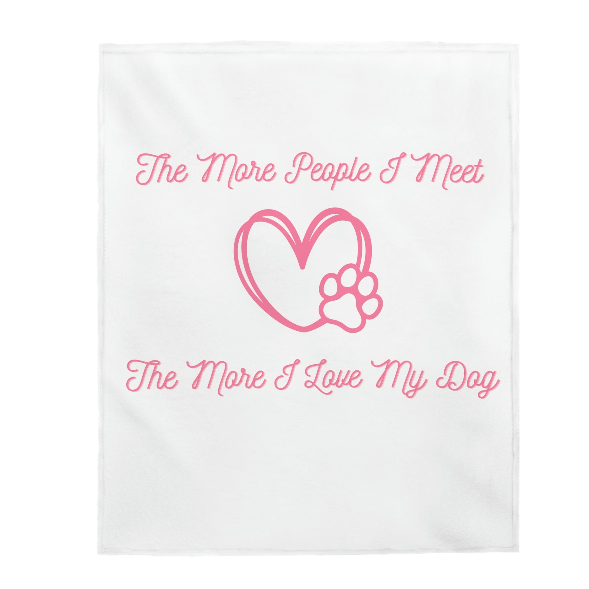 Soft dog blanket for couch with pink text
