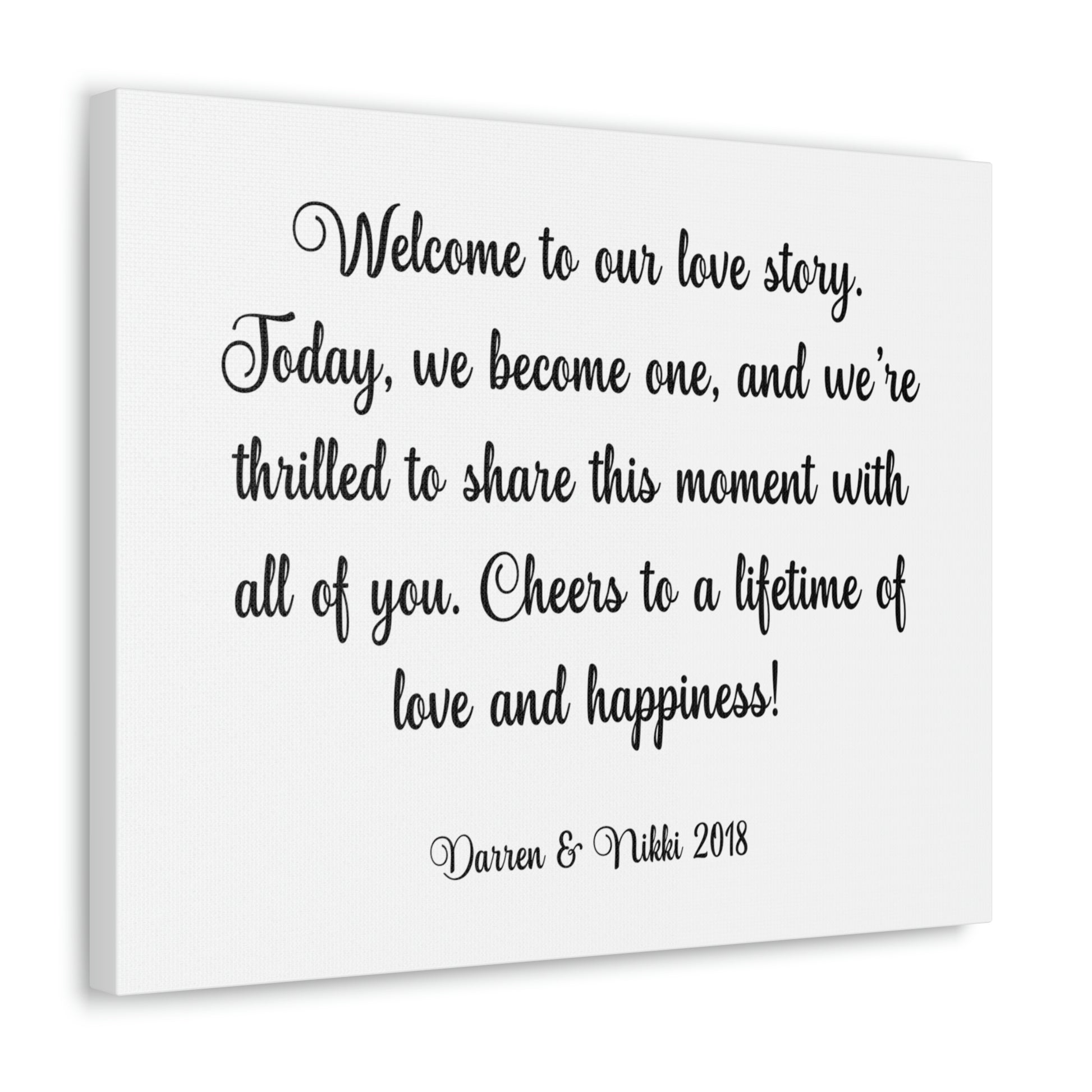 Custom canvas wall art with wedding date and quote

