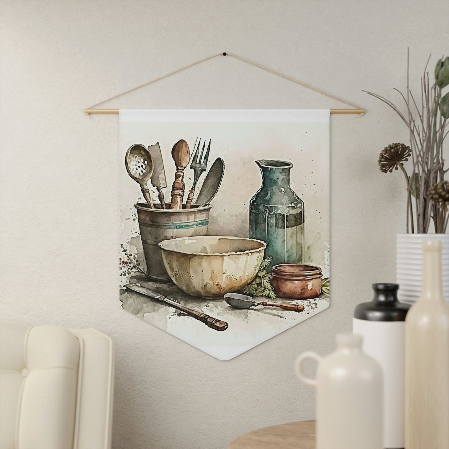 Vintage farmhouse-style kitchen wall pennant
