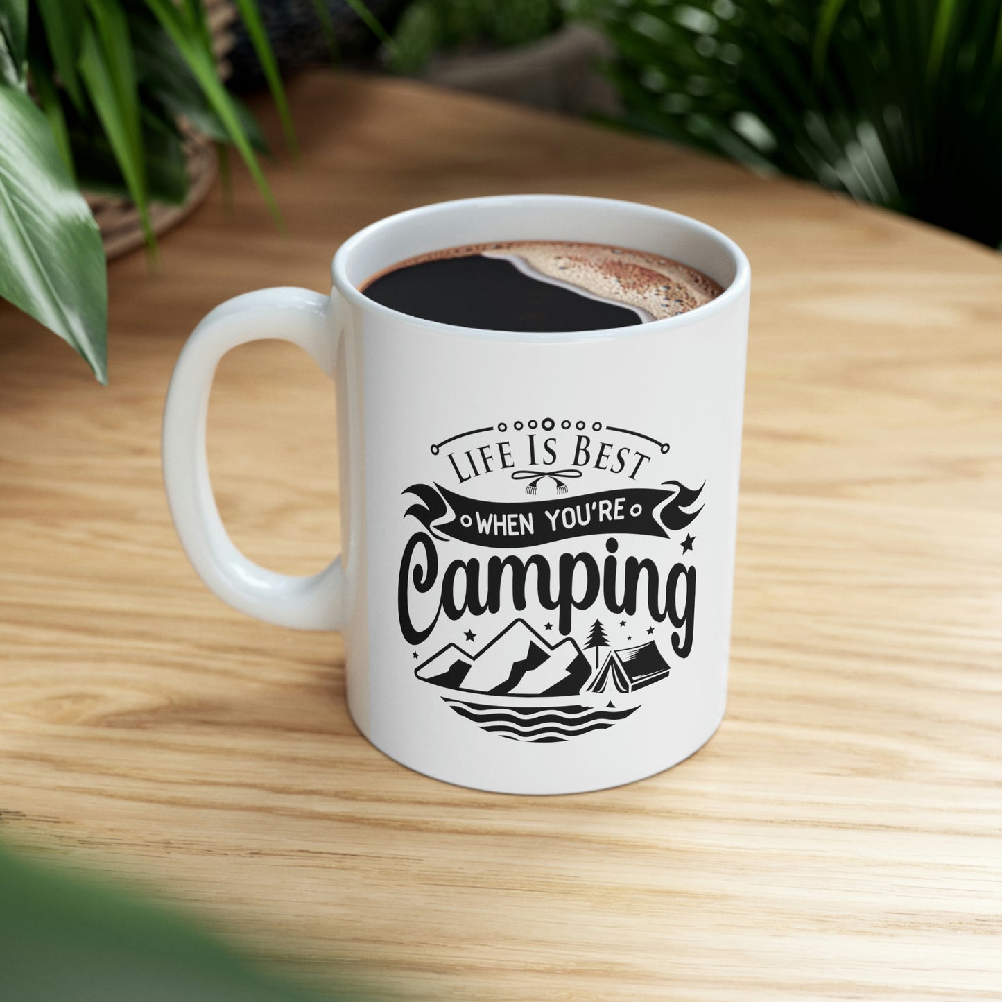 Durable ceramic camping coffee mug
