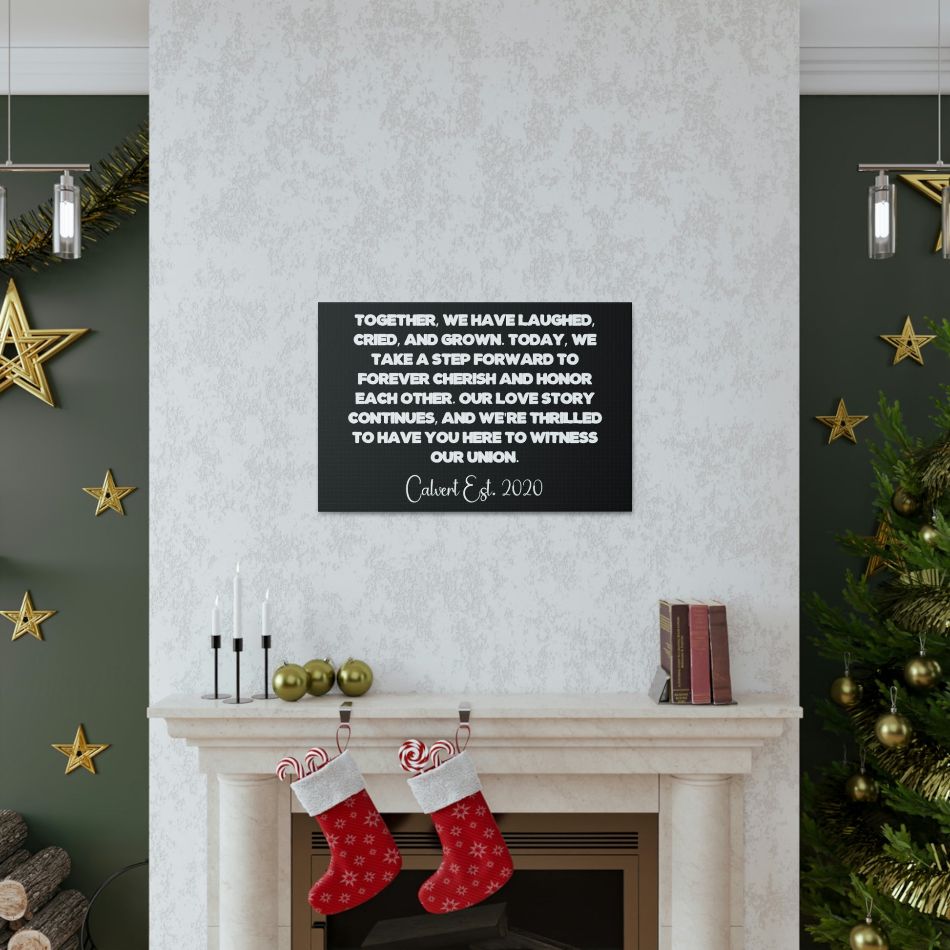 Wedding day canvas art with personalized text and colors
