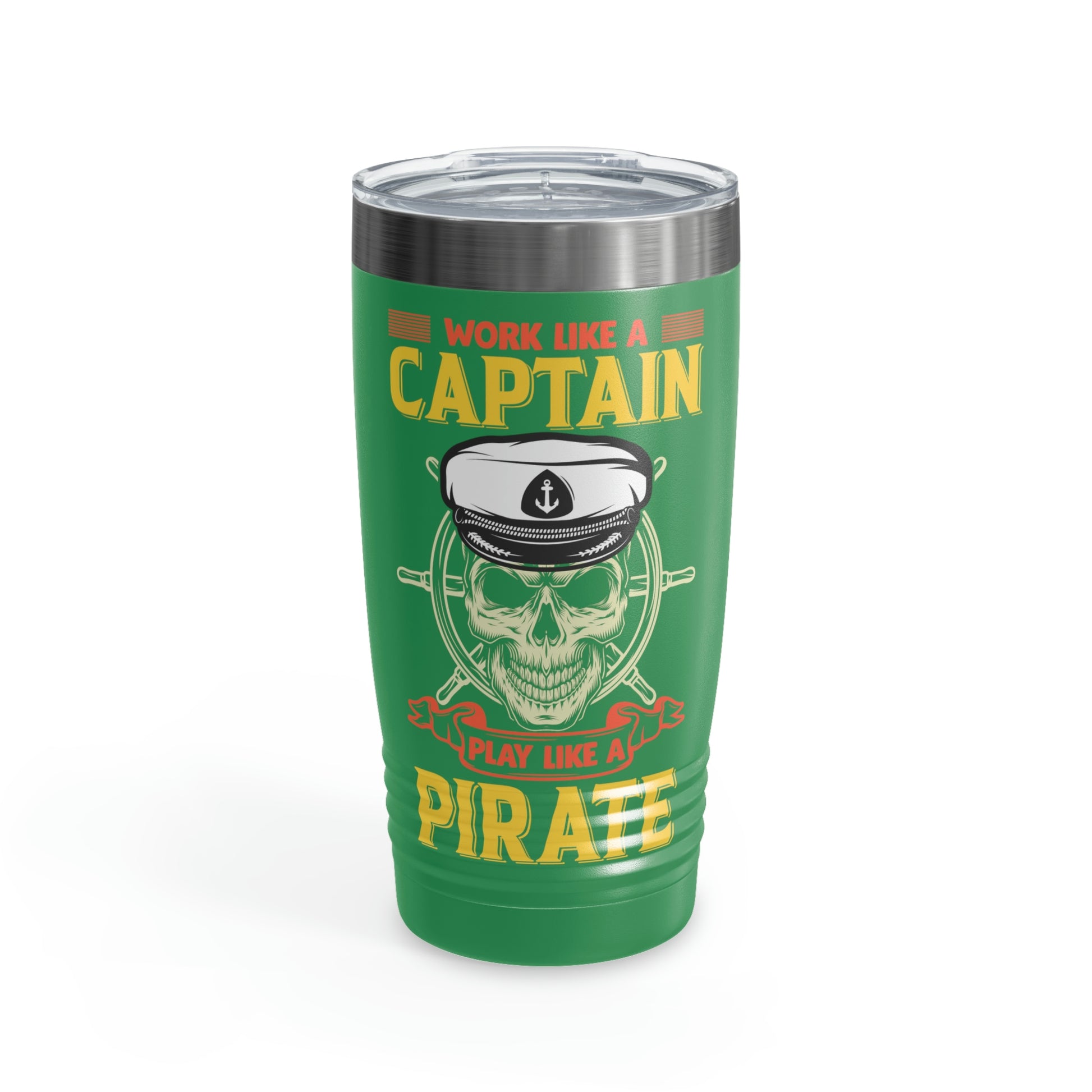 Pirate captain tumbler with lid for on-the-go drinks
