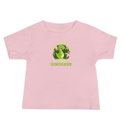 "Will Trade Sister For Dinosaur" Baby Short Sleeve Shirt - Weave Got Gifts - Unique Gifts You Won’t Find Anywhere Else!