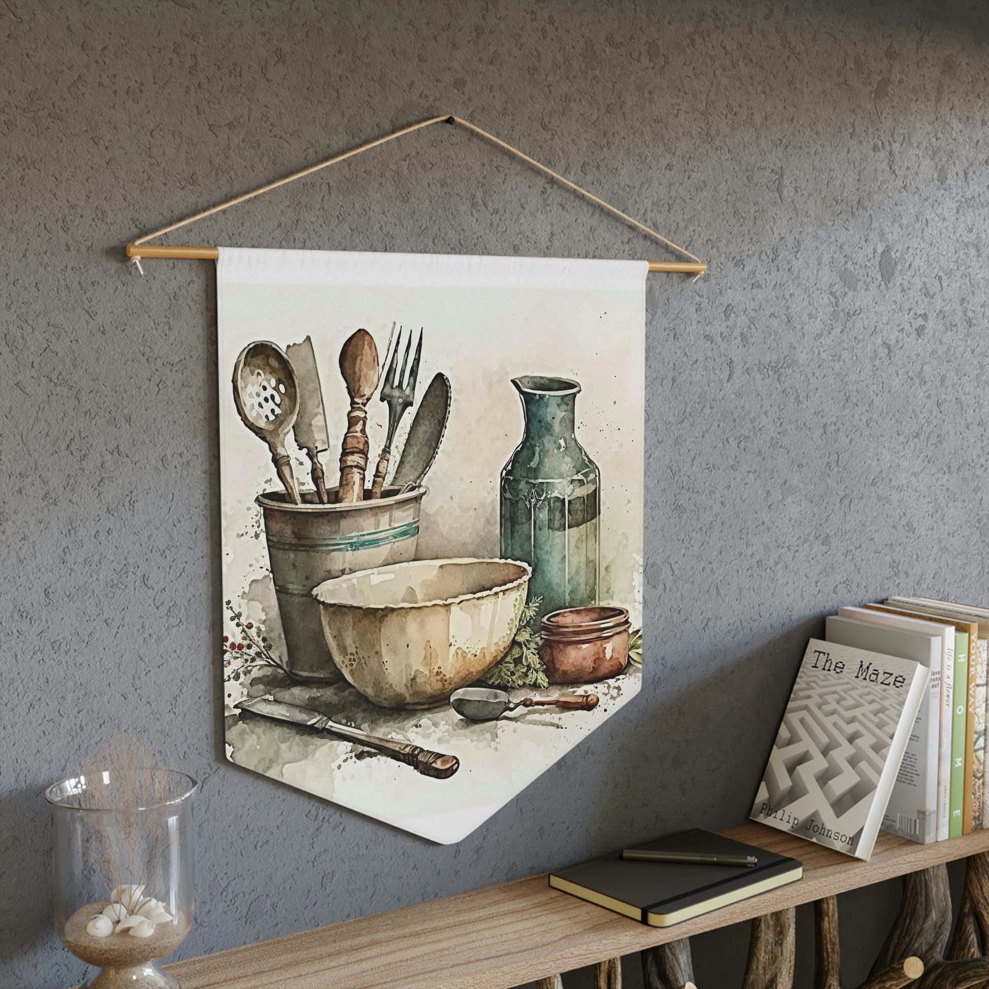 Rustic kitchen utensil pennant for farmhouse decor
