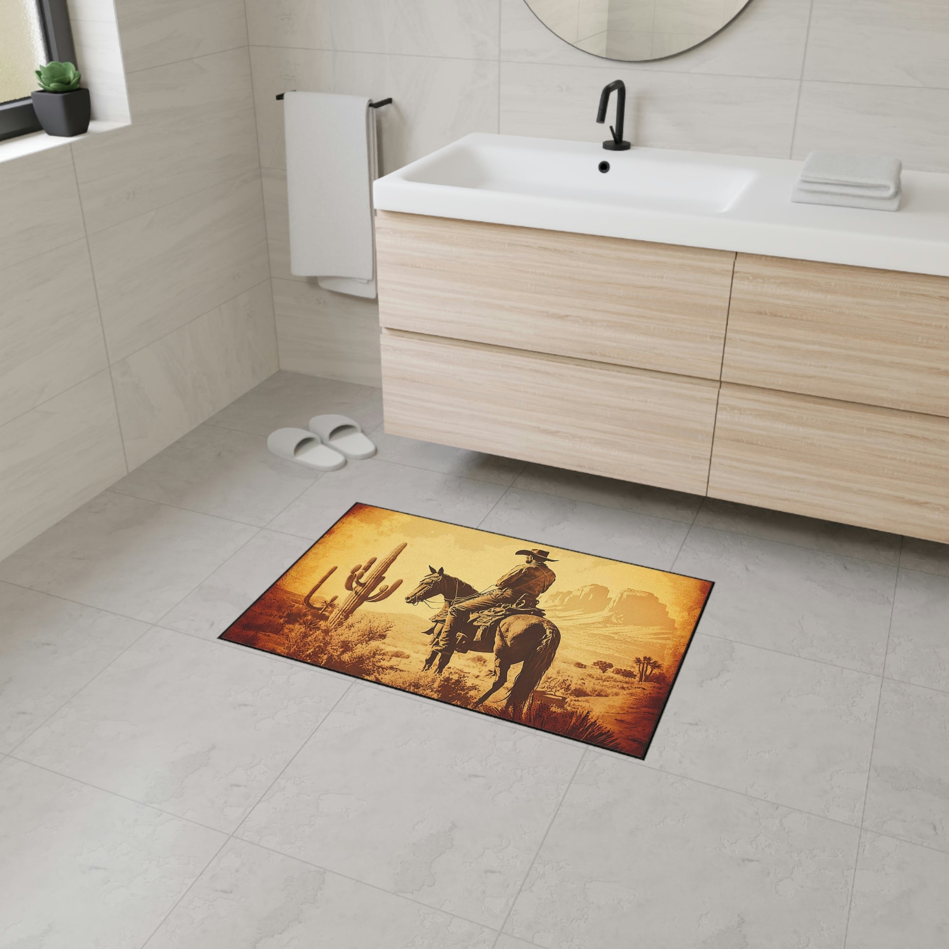 Wild West cowboy doormat for rustic entryways
