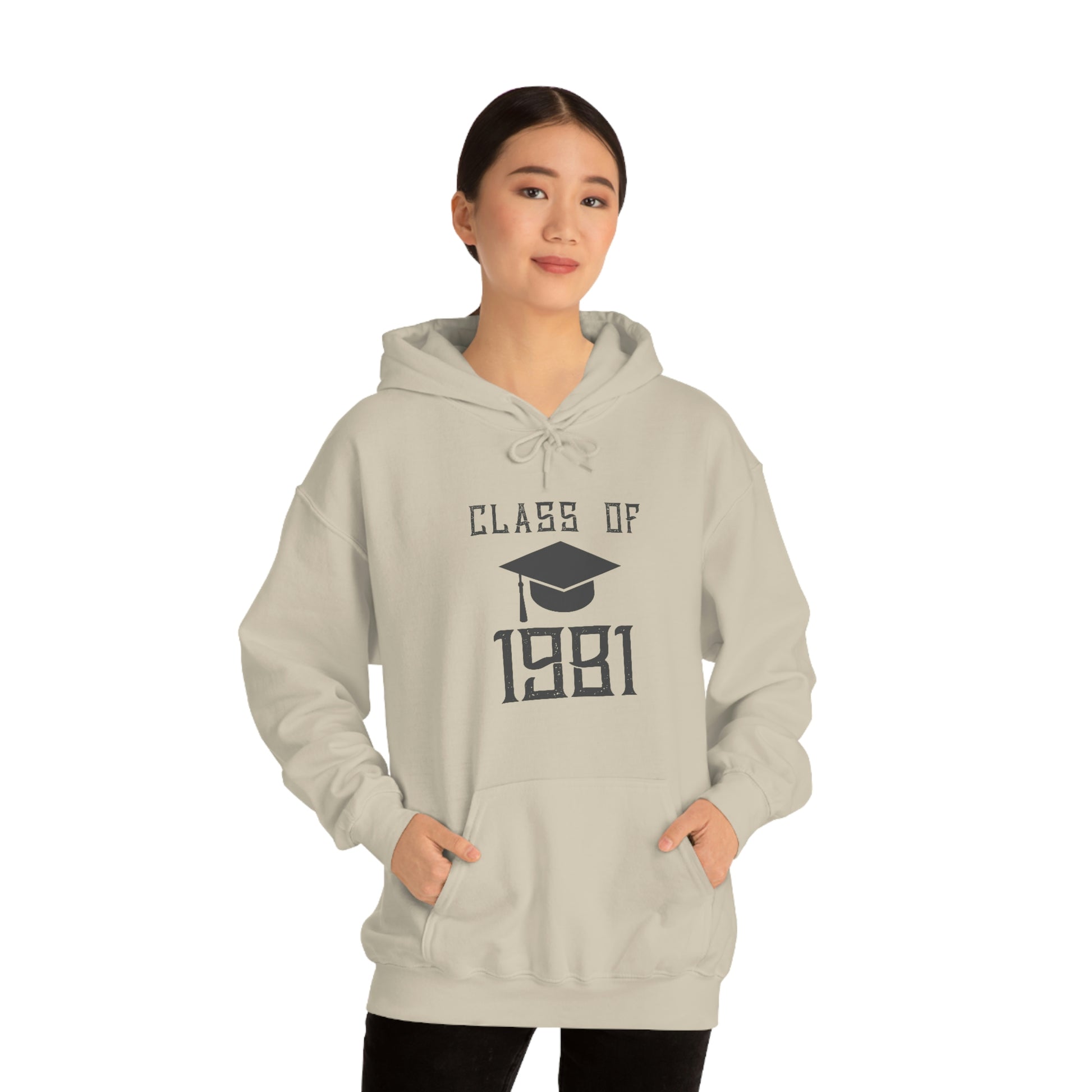 "Timeless '1981' hoodie, perfect for class reunions and commemoration."