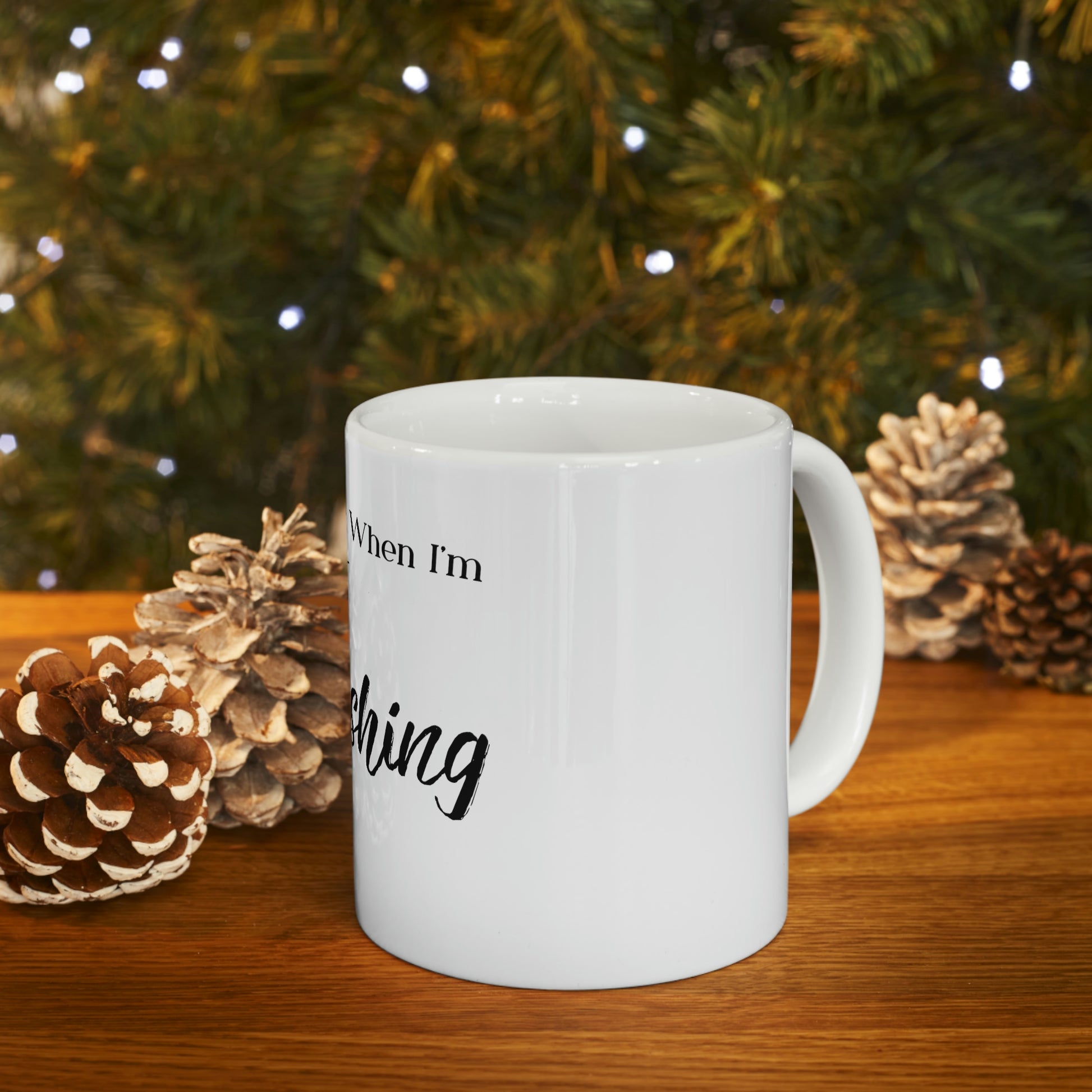 Durable ceramic fishing coffee mug with a comfortable C-handle

