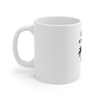 Beach paradise coffee mug with palm trees
