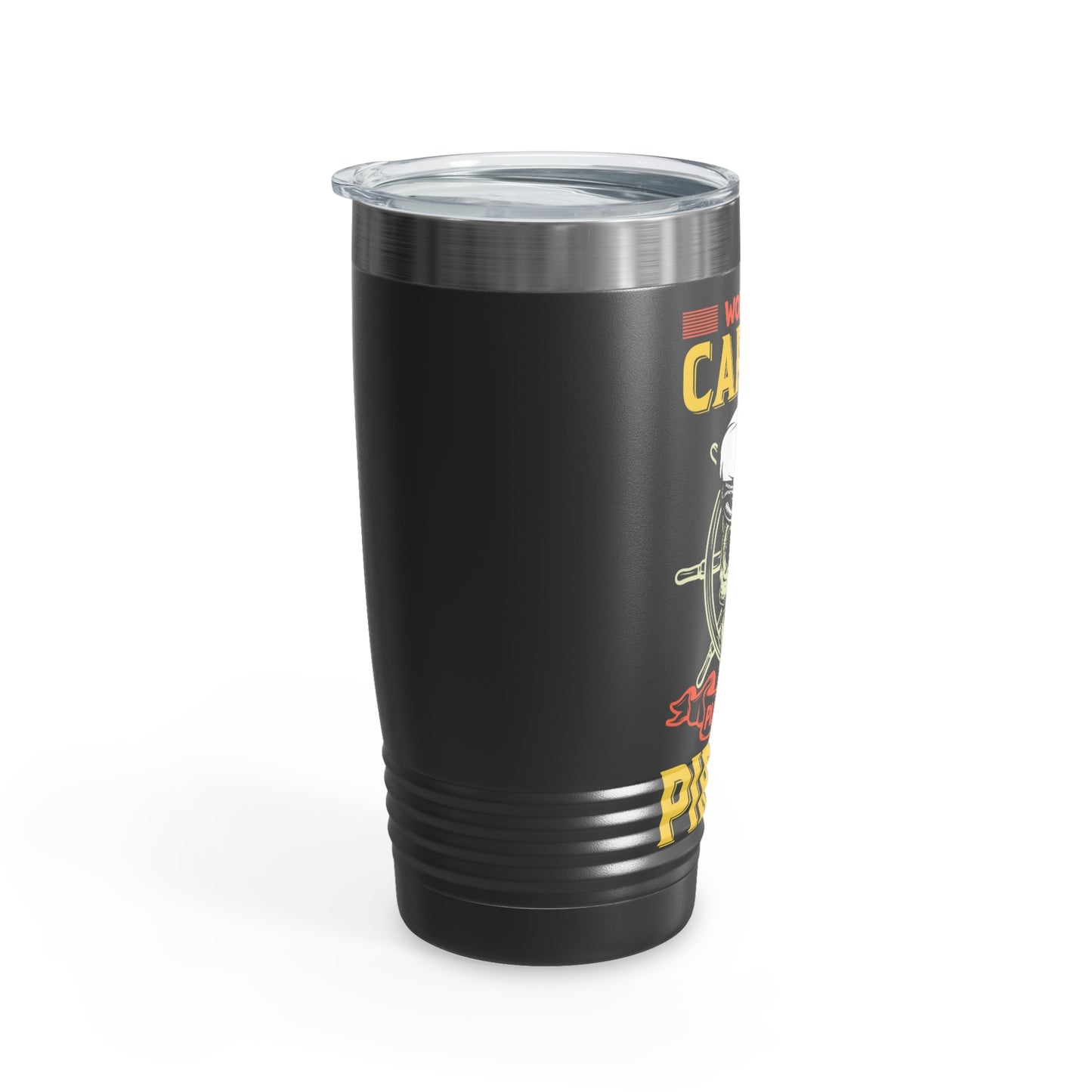 Work hard, play hard pirate skull tumbler
