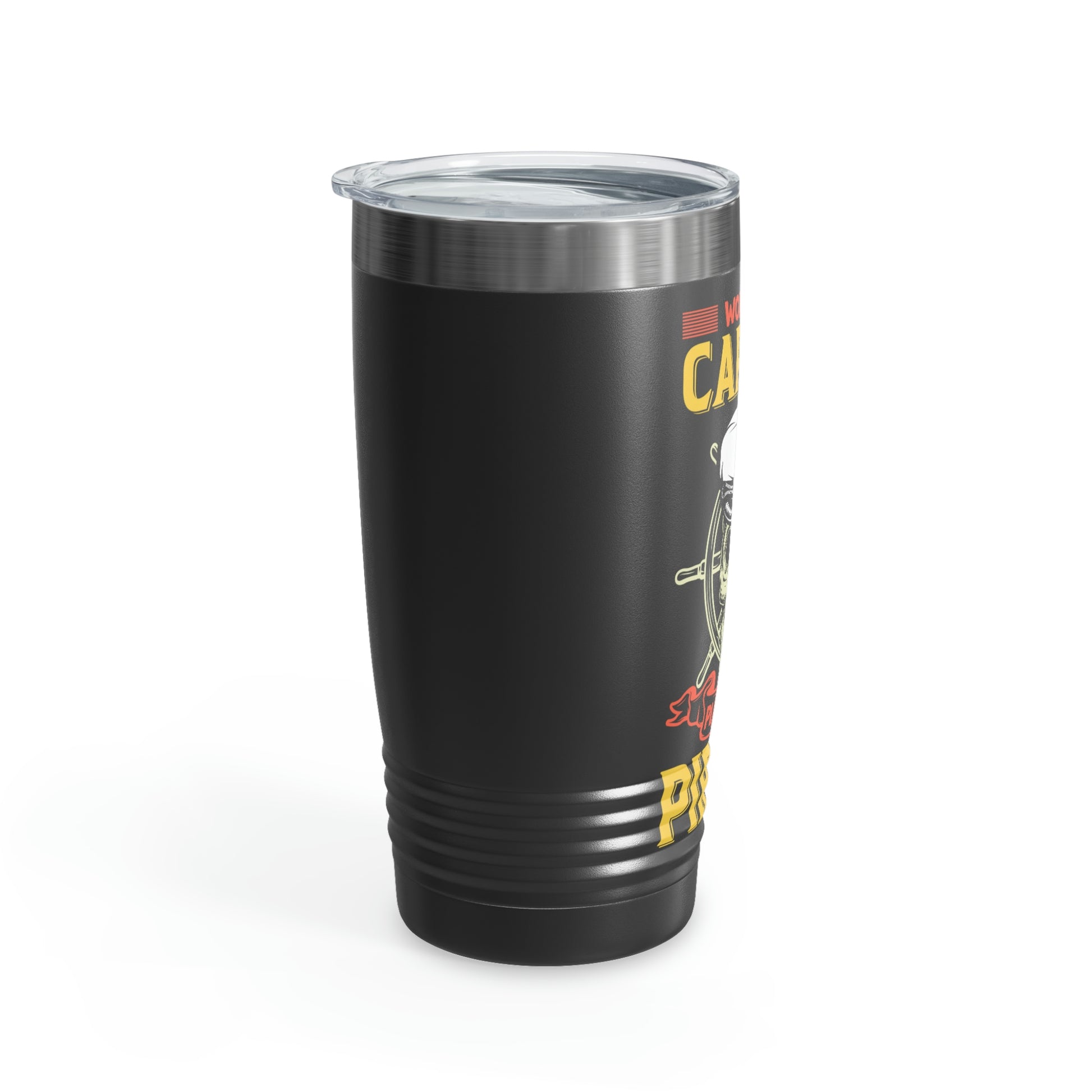 Work hard, play hard pirate skull tumbler

