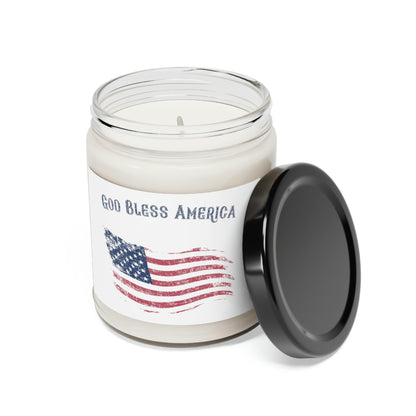 Natural soy wax candle featuring American flag