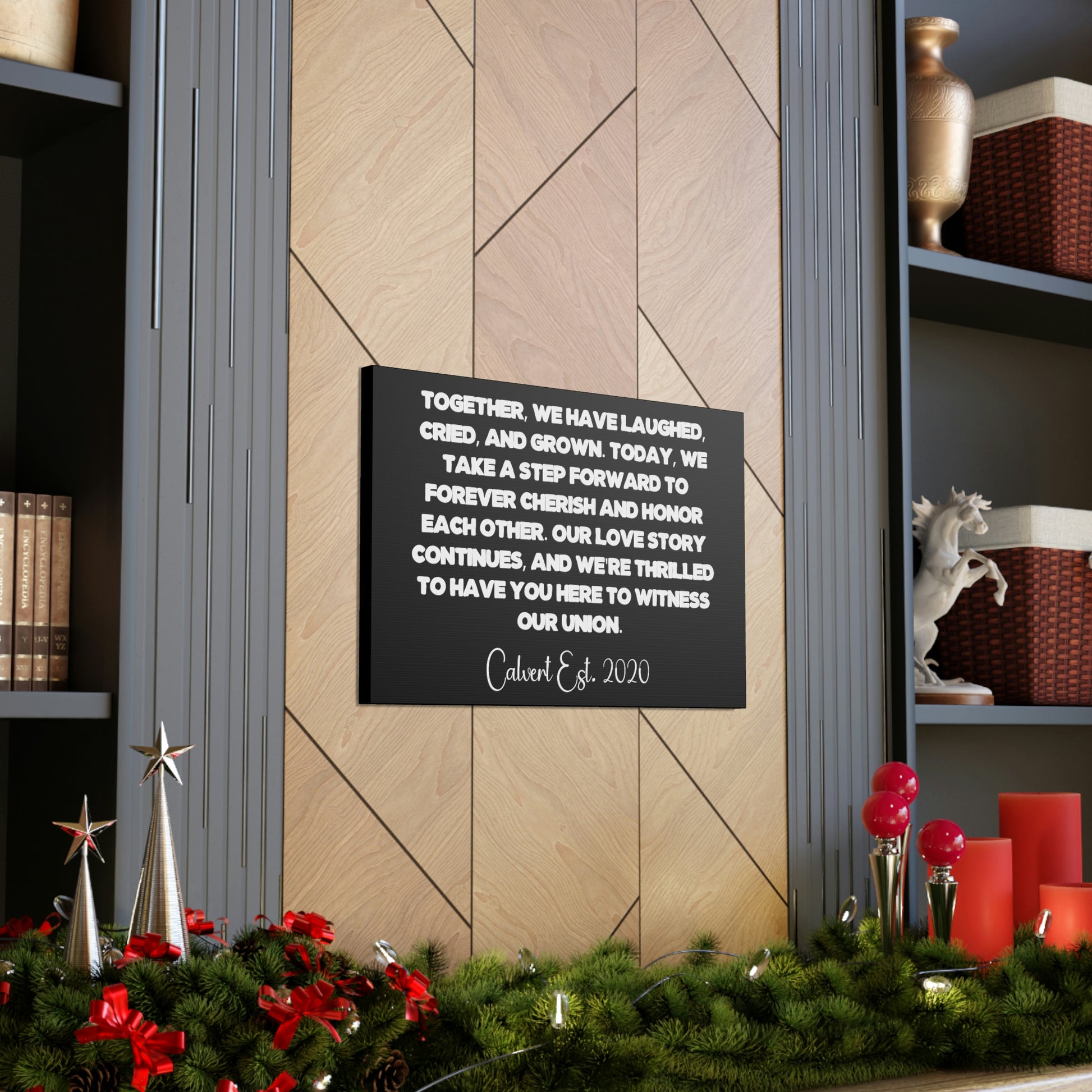 Personalized wedding gift canvas with vows and message
