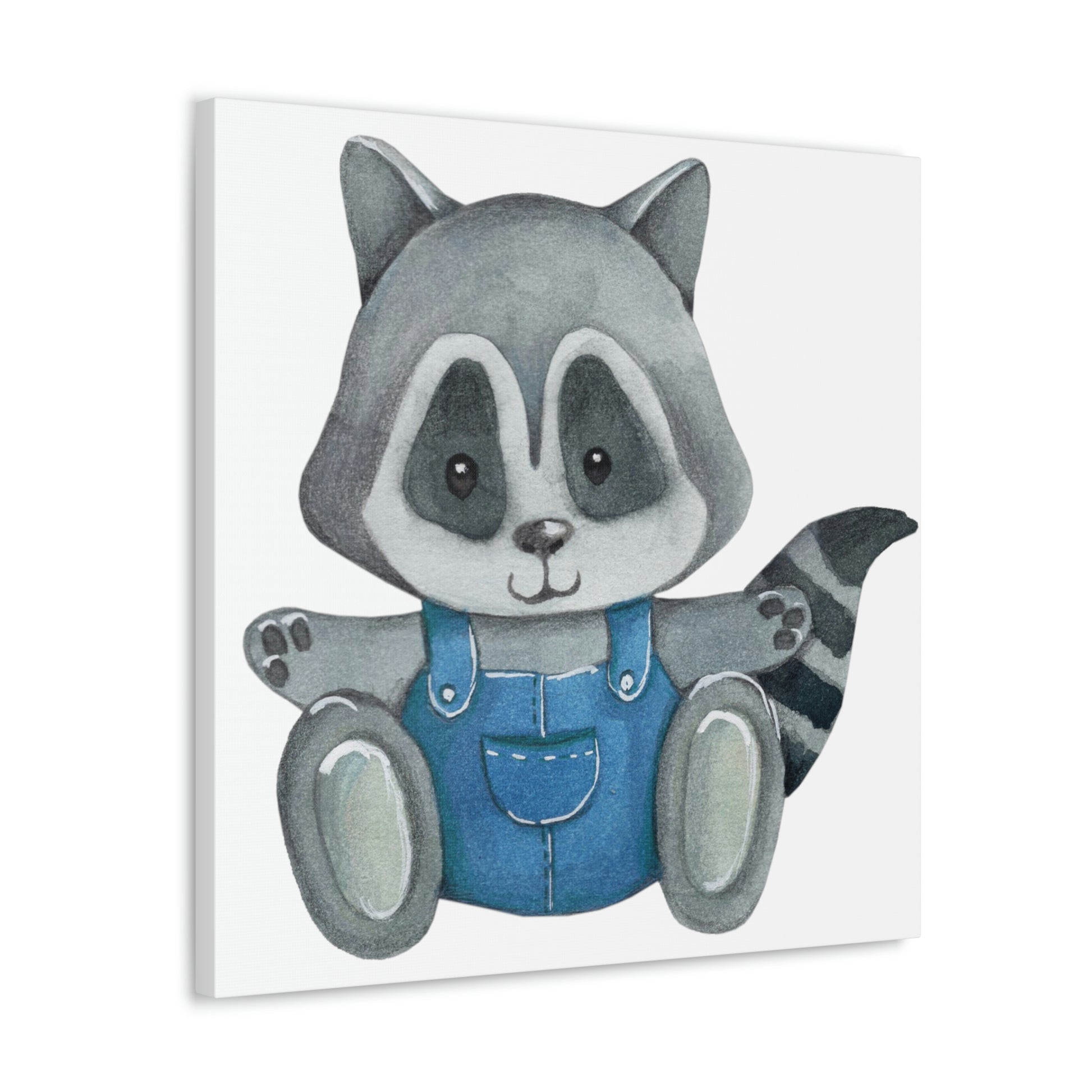 Baby raccoon nursery print for woodland-themed decor
