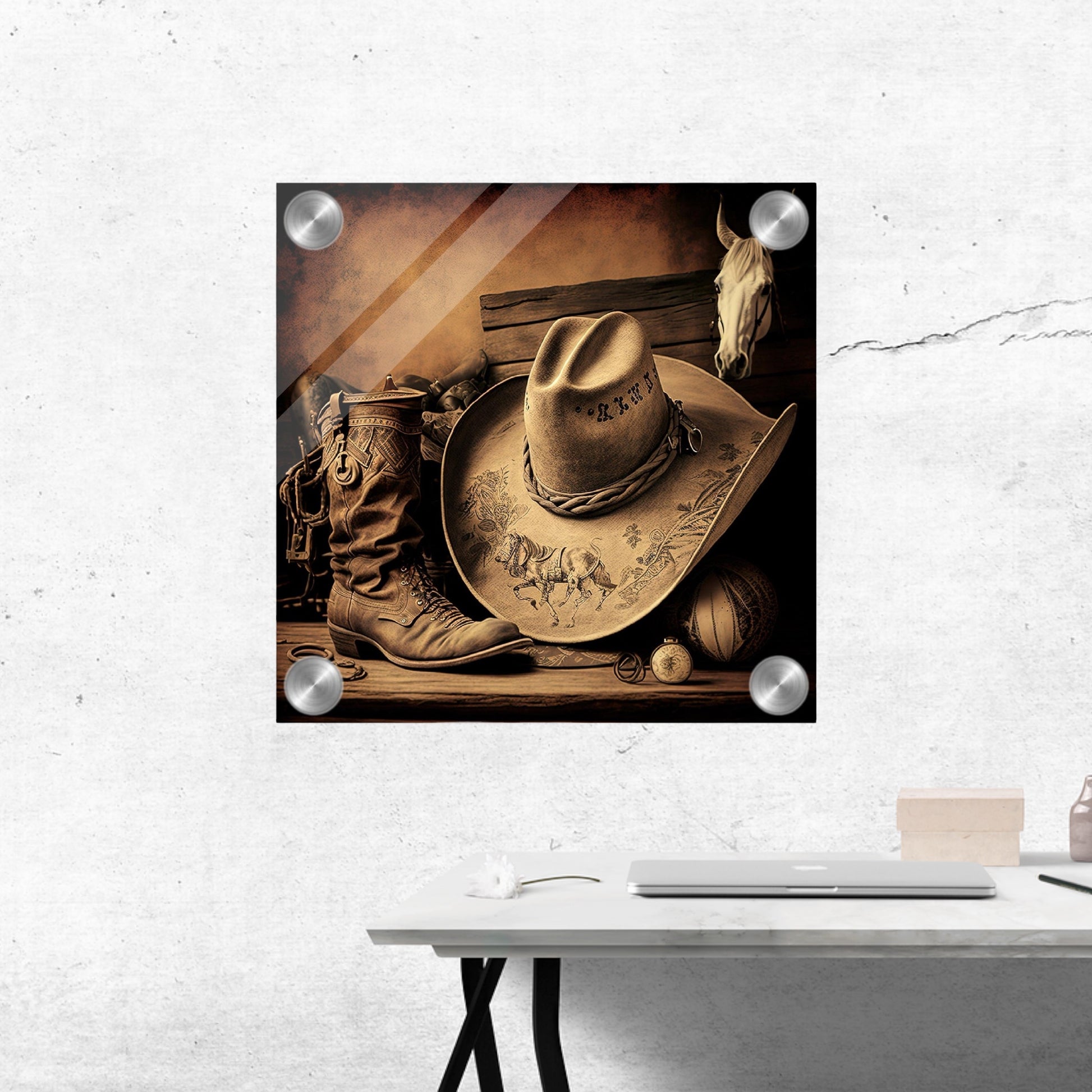 "Cowboy Hat & Boots" Western Acrylic Wall Art - Weave Got Gifts - Unique Gifts You Won’t Find Anywhere Else!