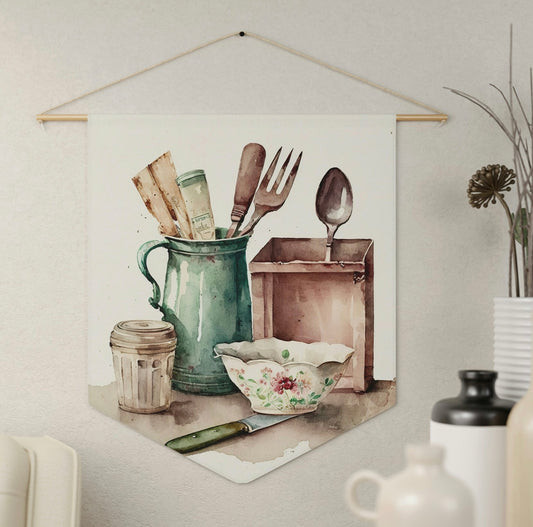 Farmhouse kitchen utensil wall pennant
