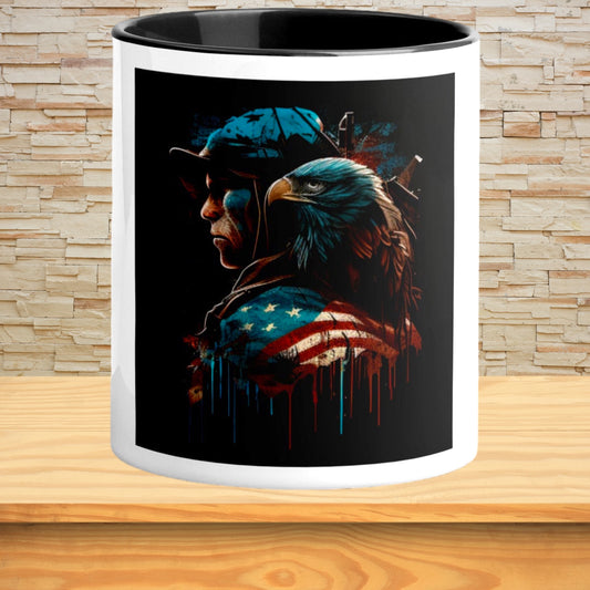 Patriotic American flag and eagle coffee mug
