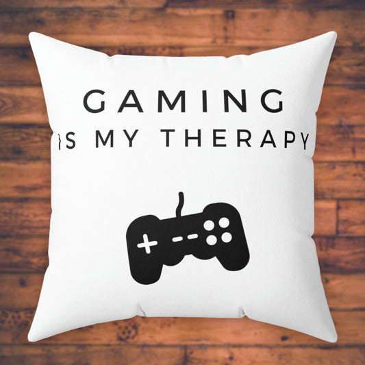 Video game throw pillow with black-and-white gaming controller graphic
