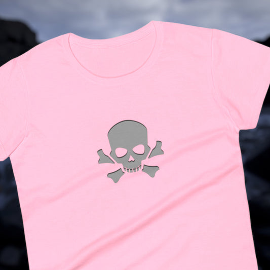 Women's skull t-shirt with crossbones graphic

