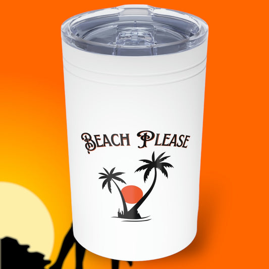 Beach Please Tumbler – Tropical Sunset Beach Design

