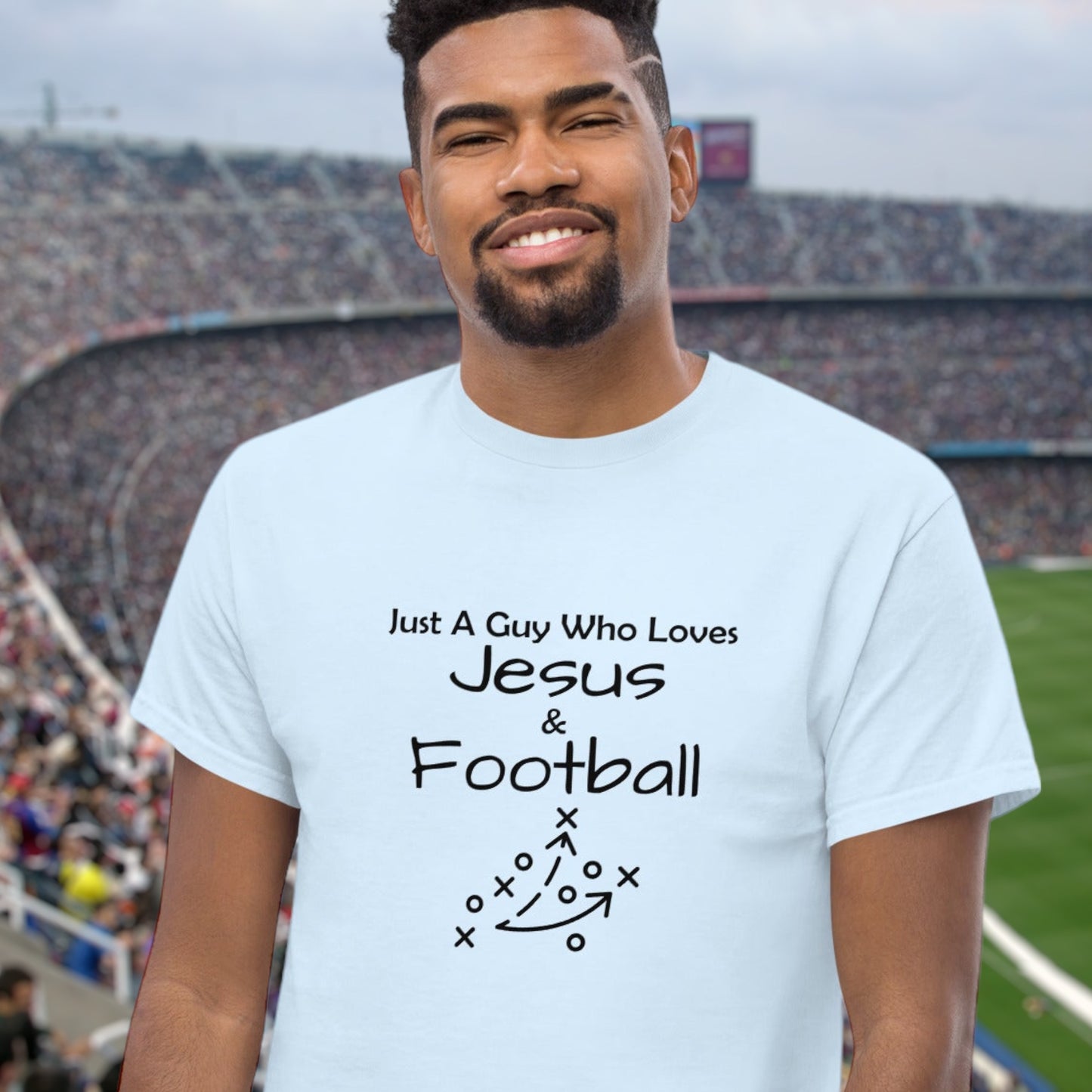 "Just A Guy Who Loves Jesus & Football" T-Shirt - Weave Got Gifts - Unique Gifts You Won’t Find Anywhere Else!