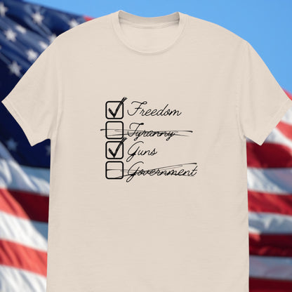 "Freedom, Tyranny, Guns & Government" Men's T-Shirt - Weave Got Gifts - Unique Gifts You Won’t Find Anywhere Else!