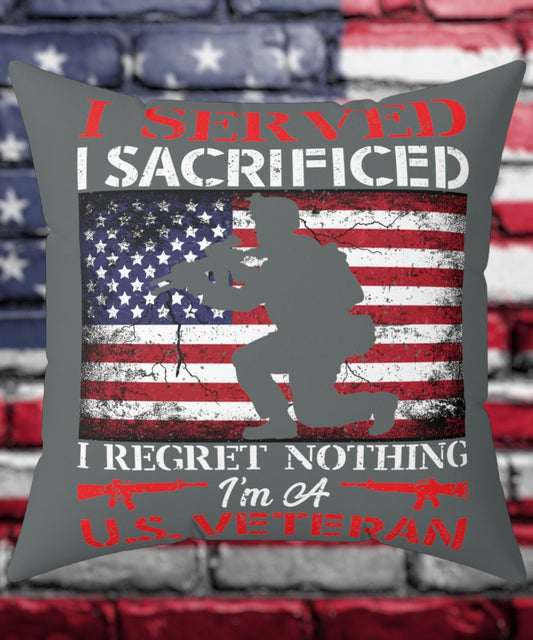 Military Pillow – US Veteran Throw Pillow with Patriotic Design

