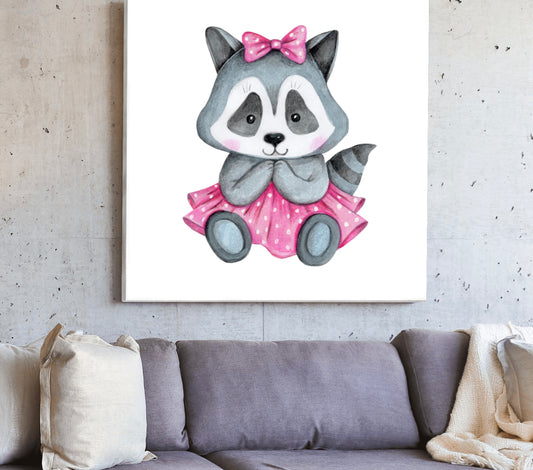 "Pink Girl Raccoon" Wall Art - Weave Got Gifts - Unique Gifts You Won’t Find Anywhere Else!
