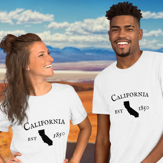 California shirt with state outline and est. date

