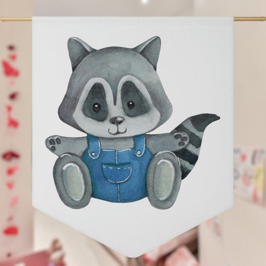 "Boy Raccoon In Blue Overalls" Hanging Pennant - Weave Got Gifts - Unique Gifts You Won’t Find Anywhere Else!