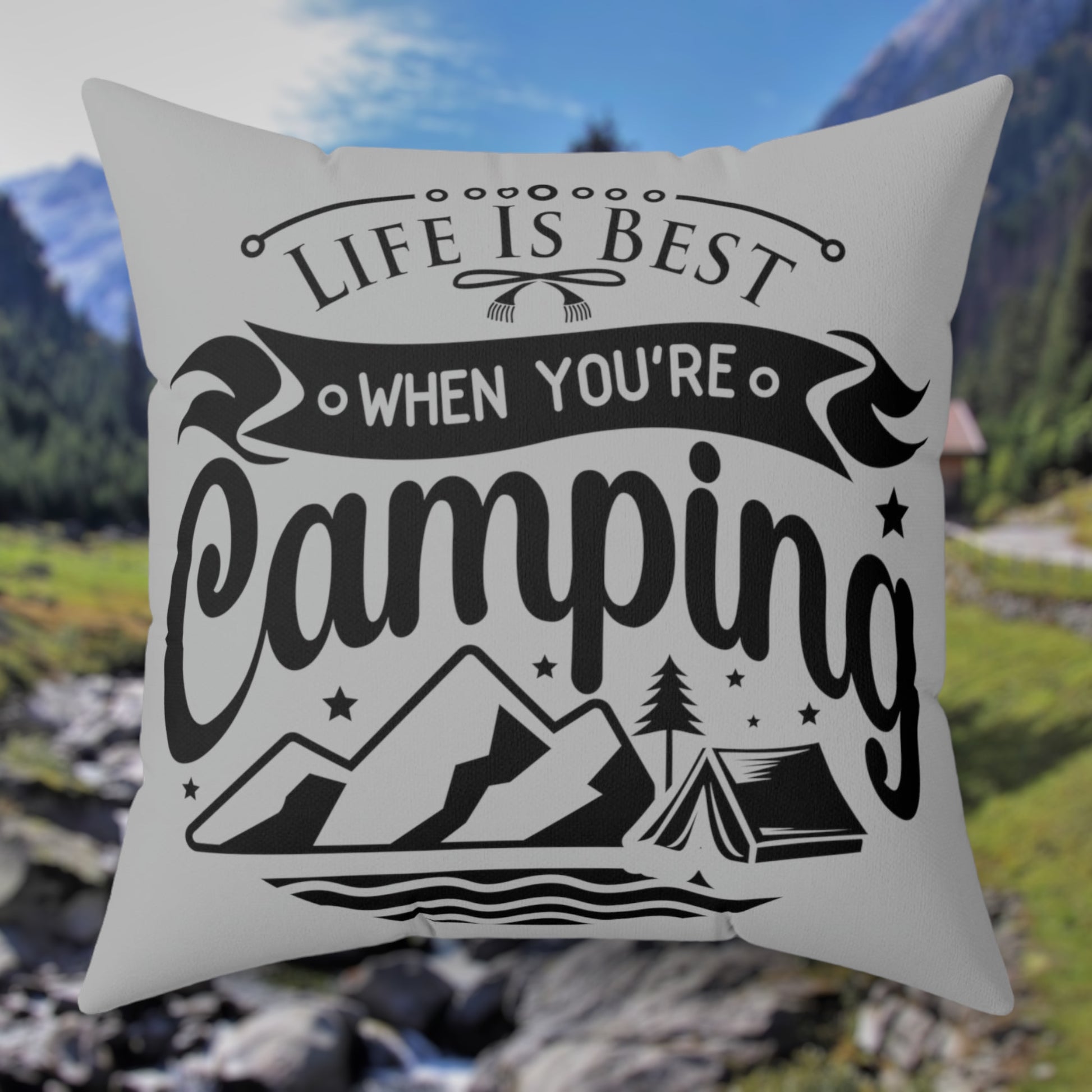 "Life Is Best When You're Camping" Throw Pillow - Weave Got Gifts - Unique Gifts You Won’t Find Anywhere Else!
