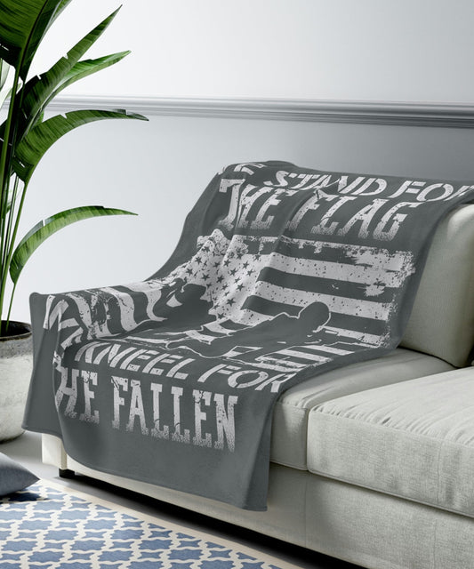 "Stand For The Flag, Kneel For The Fallen" Plush Blanket - Weave Got Gifts - Unique Gifts You Won’t Find Anywhere Else!