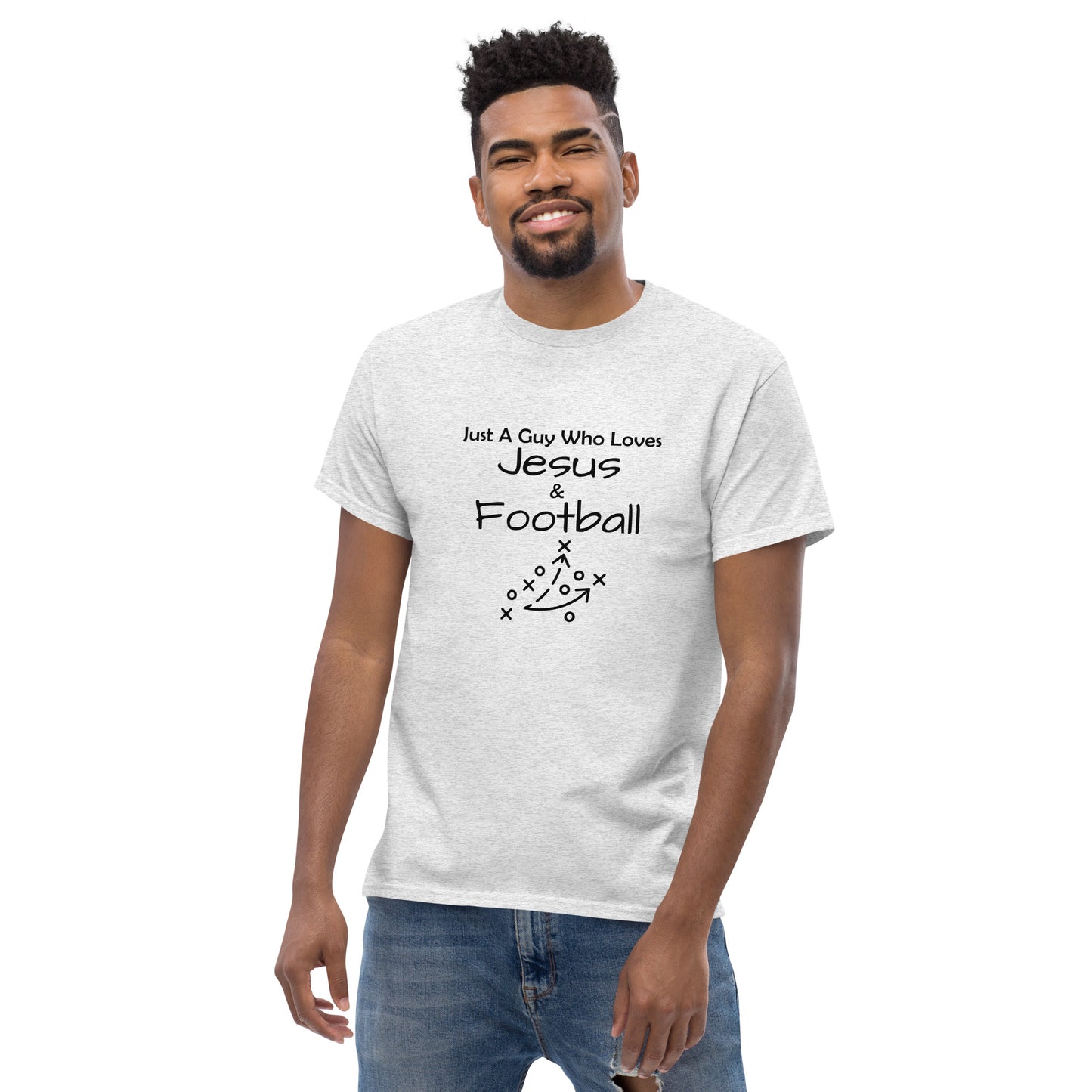 "Just A Guy Who Loves Jesus & Football" T-Shirt - Weave Got Gifts - Unique Gifts You Won’t Find Anywhere Else!